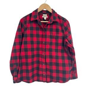 LL Bean Buffalo Plaid Red Checkered Flannel Button Down SP